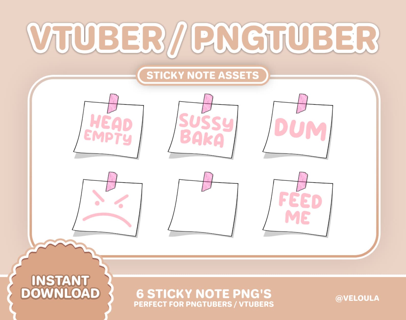 Pink Vtuber / Pngtuber Sticky Note Asset Streamer Setup Twitch Channel ...