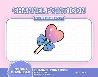Twitch Heart Lollipop Channel Point Icon | INSTANT DOWNLOAD | Kawaii sweet, candy, Pastel Aesthetic, Celestial | Vtuber Assets | Overlays