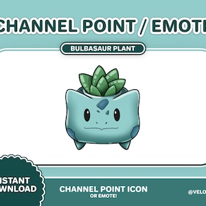 Twitch Bulbasaur Plant Channel Point Icon/Emote (digital nedladdning)