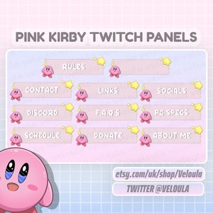 11 x Kirby Pink Twitch Panels - Aesthetic, pastel pink assets for streaming