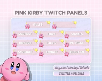 Paneles rosas de Kirby para Twitch: recursos estéticos para streaming (descarga digital)