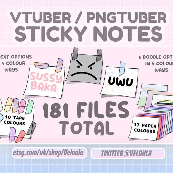 VTuber / PNGTuber Sticky Note Aktivposten MEGAPACK | VOLL INDIVIDUALISIERBAR | Streamer Einrichtung | Twitch Channel Punkte | Lustiger Streamer Overlays