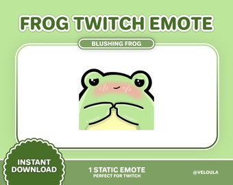 Blushing Frog Twitch Emote / Static / Kawaii / Cute / Frog Theme overlays / Stream Setup / Youtube / Discord / Frog Streamer / uwu