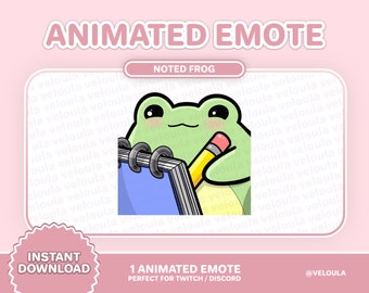 ANIMATED Noted Frog Emote for Twitch, Discord, YouTube Streamers! Kawaii frog theme overlays