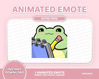 ANIMATED Noted Frog Emote for Twitch, Discord, YouTube Streamers! Kawaii frog theme overlays