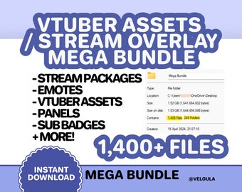 VTuber Mega Pack | Overlays, Overlays, Emotes (Digitaler Download)