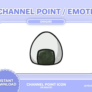 Twitch Onigiri Channel Point / Emote - Cute Japanese Snack theme / Streamer / Kawaii Overlays / VTuber Assets