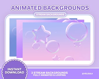 Animated Star Bubble Stream Background, Cute Kawaii Vtuber Overlay (Digital Download)