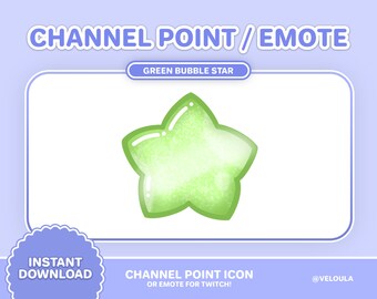 Twitch Star Channel Point / Emote Green | streamers | Kawaii bubble star, Pastel Aesthetic, Celestial | Stream channel points | star theme