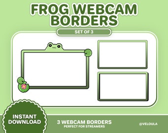 Frog Webcam Borders for Twitch Streamers! - Kawaii green nature botanical overlay, frog theme for vtubers