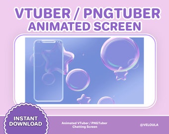 Animated VTuber / PNGTuber Chatting Screen / Blue Bubble Twitch Overlay / Cute Aesthetic, Stream Setup, Background, Kawaii, VTuber Assets