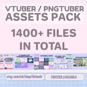 Plus de 1400 éléments VTuber / PNGTuber MÉGAPACK | Paquet de superpositions de pense-bêtes | ENTIÈREMENT PERSONNALISABLE | Configuration du flux | Points de chaîne Twitch | Émoticônes