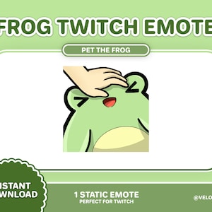 Pet the Frog Twitch Emote / Static / Kawaii / Cute / Frog Theme overlays / Stream Setup / Youtube / Discord / Frog Streamer / uwu