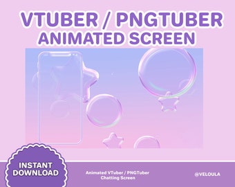 Sunset Bubble VTuber Screen | INSTANT DOWNLOAD | Kawaii Pastel Aesthetic | Just Chatting Overlay | Animated Background | VTuber Overlay