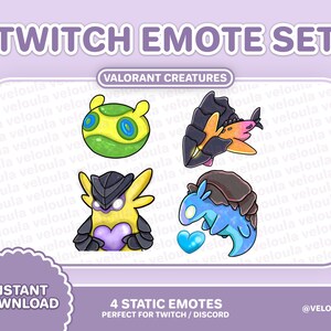 4 x VALORANT Gekko Creatures Emote set - Twitch, Discord, YouTube streamers