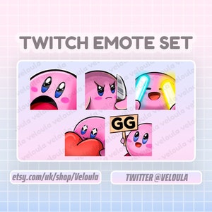 5 x Static Kirby Twitch Emotes for Twitch, Discord, YouTube Streamers