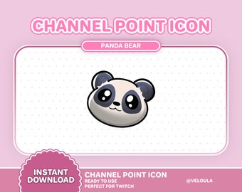 Panda Bear Twitch Channel Point Icon | INSTANT DOWNLOAD | Cute Animal emote | VTuber Assets | Vtuber Help | Kawaii Twitch Emotes