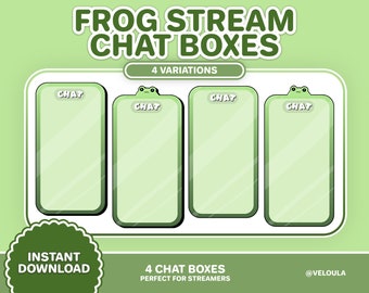 Frog Chat Box for Twitch Streamers! Set of 4 variations - Kawaii green nature botanical overlay, frog theme for vtuber