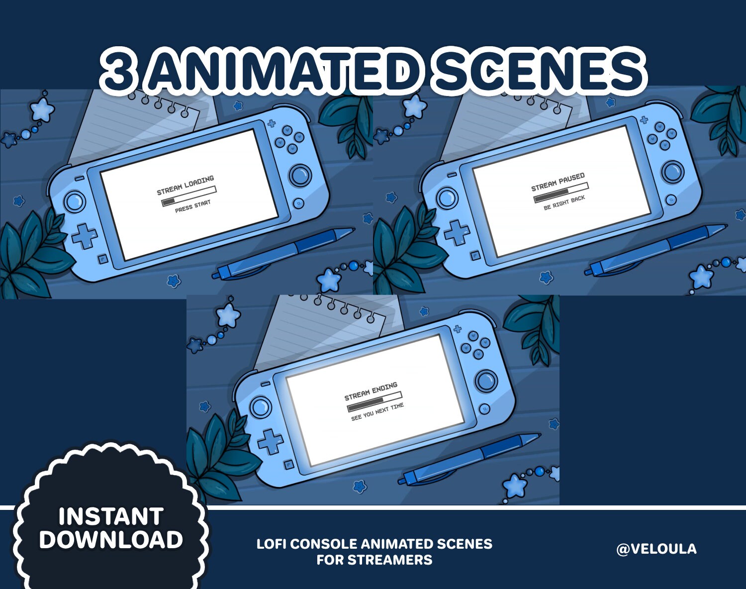 Lofi Animated Gaming Stream Scenes – Blue Switch Console (digital ...