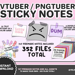 VTuber / PNGTuber Sticky Note Asset MEGAPACK | PREMADE & CUSTOMIZABLE   | Streamer Setup | Twitch Channel Points | Funny Stream overlays