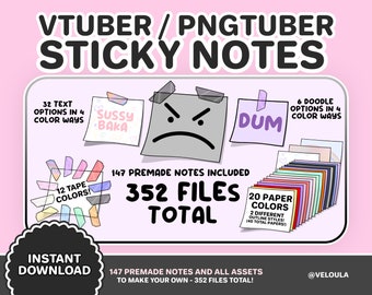 VTuber / PNGTuber Sticky Note Asset MEGAPACK | PREMADE & CUSTOMIZABLE   | Streamer Setup | Twitch Channel Points | Funny Stream overlays