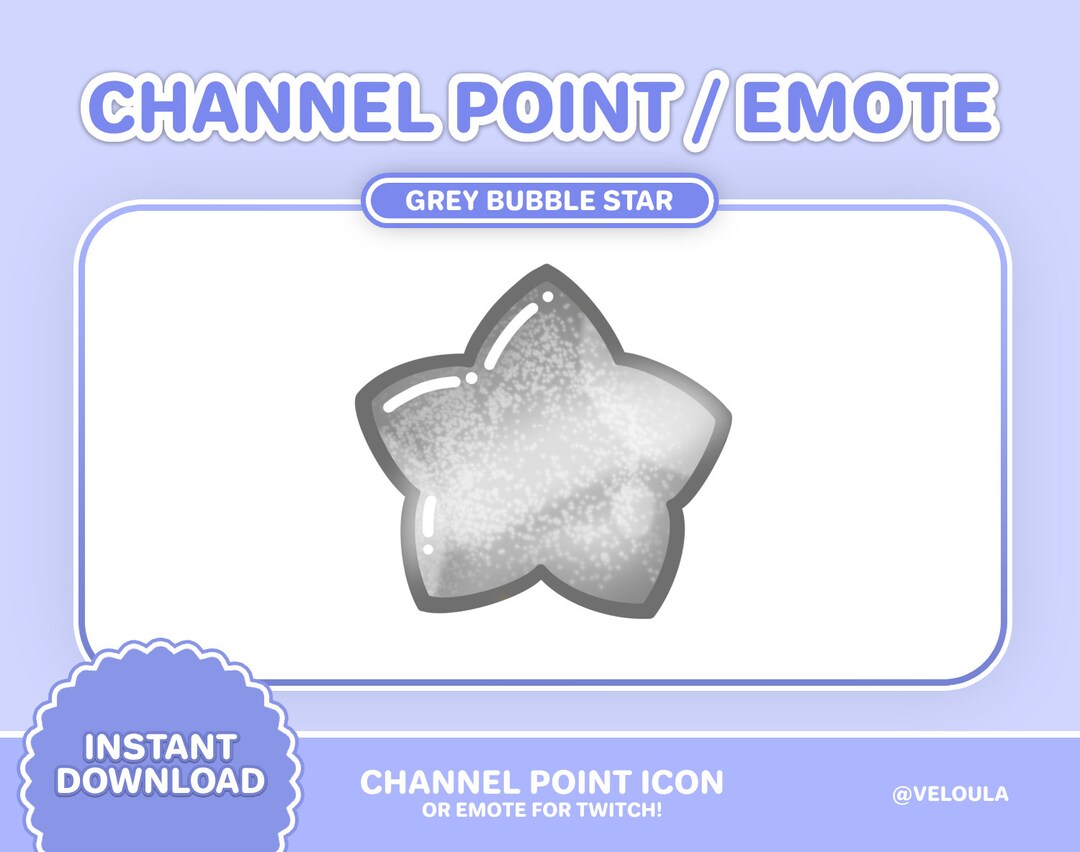 Twitch Star Channel Point / Emote Grey | Streamers | Kawaii Bubble Star ...