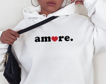 Amore Valentine Hoodie Gift for Italy lover, Embroidered Italy sweatshirt, Italy lovers gift, Italy themed sweatshirt, Italian language gift