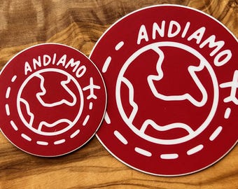 Andiamo Italy Sticker: Travel Gift, Italian Saying Decal Colorful Gift for Italy Lover