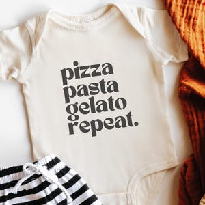 Italian Food Bodysuit Infant Shirt, Pizza Pasta Gelato Matching Foodie Tee, Italy Vacation Matching Family T-Shirt Gift for Italy Lover