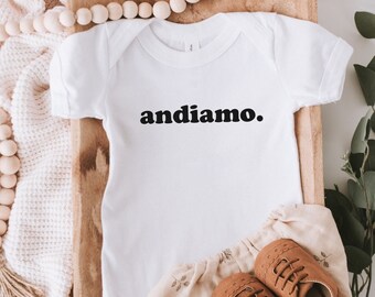 Andiamo shirt, Andiamo baby bodysuit, Italian Shirt, Italian Baby Shower Gift, Italian language shirt, Italian pregnancy announcement