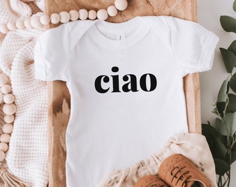 Italian Baby Shirt, Ciao bodysuit, Pregnancy reveal shirt, Ciao shirt for kids, Italian shirt, Italian language gift, gift for Italy lover