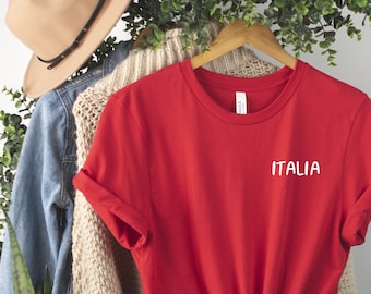 Italia Shirt Embroidered Gift for Italy lover,  Italy t-shirt, gift for him, gift for best friend, Italy travel shirt, Matching trip shirts