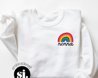 Italian Grandma Crewneck Sweatshirt Gift for Nonna, Embroidered Rainbow Nonna Sweatshirt Gift for Italy Lovers, Nonna Shirt