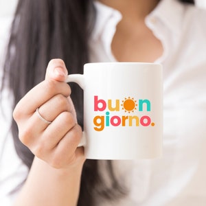 colorful buongiorno mug, gift for Italy lover