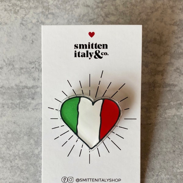 Italian Flag Pin, Italy themed acrylic pin, Italy flag gift for Italy lover, Italian teacher gift, Study abroad gift, Italy lapel pin