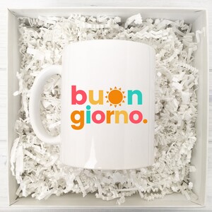 colorful buongiorno mug, gift for Italy lover