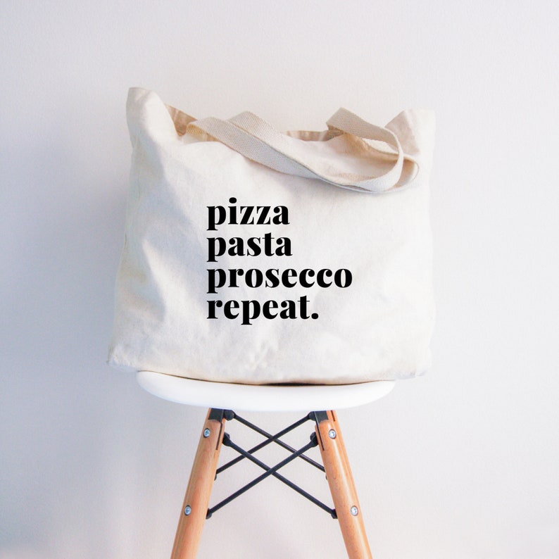 Pizza, Pasta, Prosecco, Repeat Tote bag Italy Lovers gift Foodie Gift Eco Friendly bag image 3