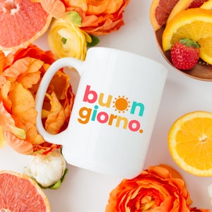 colorful buongiorno mug, gift for Italy lover