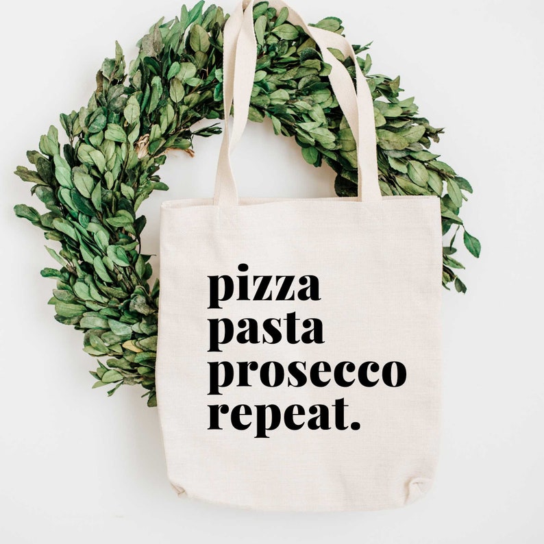 Pizza, Pasta, Prosecco, Repeat Tote bag Italy Lovers gift Foodie Gift Eco Friendly bag image 2