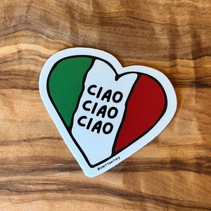 Italian Flag Sticker Gift for Italy lover Ciao Heart Decal, Italian Language Sticker Gift for Italian Teacher, Italy Tri-Colore Laptop decal