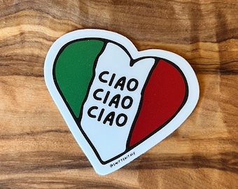 Italian Flag Sticker Gift for Italy lover Ciao Heart Decal, Italian Language Sticker Gift for Italian Teacher, Italy Tri-Colore Laptop decal