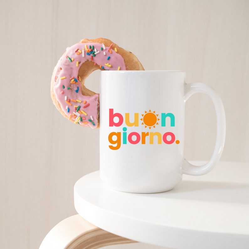 colorful buongiorno mug, gift for Italy lover