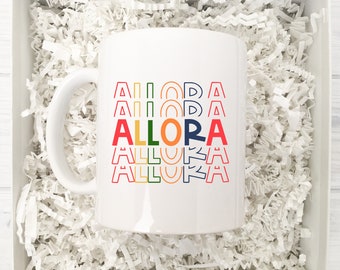 Italian Language Coffee Mug: Colorful "Allora" Italy Gift