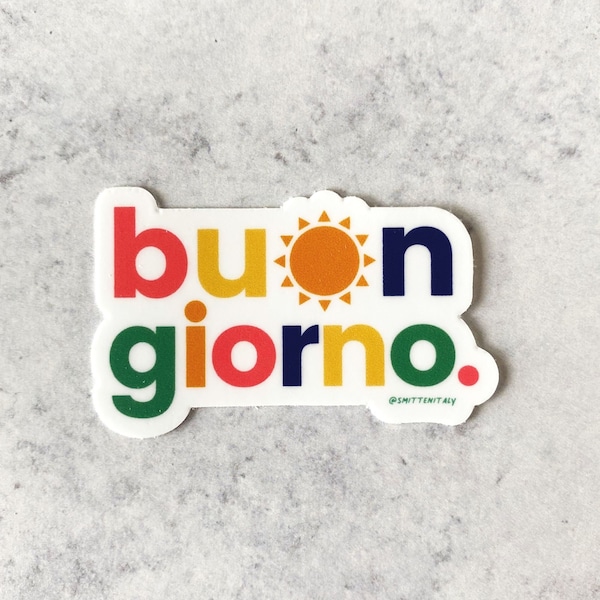 Colorful Italy Sticker, Buongiorno Sticker, Italy themed Sticker, Italian language sticker, Gift for Italy lover, Study abroad gift