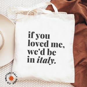 Italy Tote Bag Gift for Italy Lover Funny Italy Themed Cotton Bag, Reusable Cotton Canvas Market Tote Italy Vacation Bag Gift for Mom