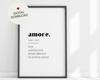 Amore Definition Art - Love Printable Art - Minimalist Wall Decor - Valentine's Day Printable