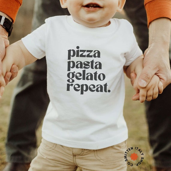 Italian Food Short Sleeved T-Shirt for Babies, Pizza Pasta Gelato Repeat Matching Foodie Shirts, Italy vacation Matching Family T-shirt