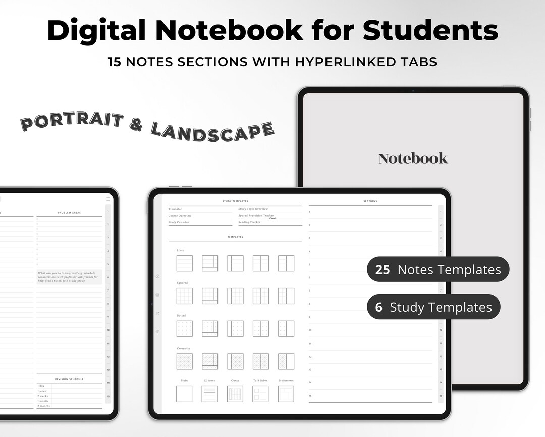 Digital Notebook for Students With Interactive Tabs Goodnotes Notebook