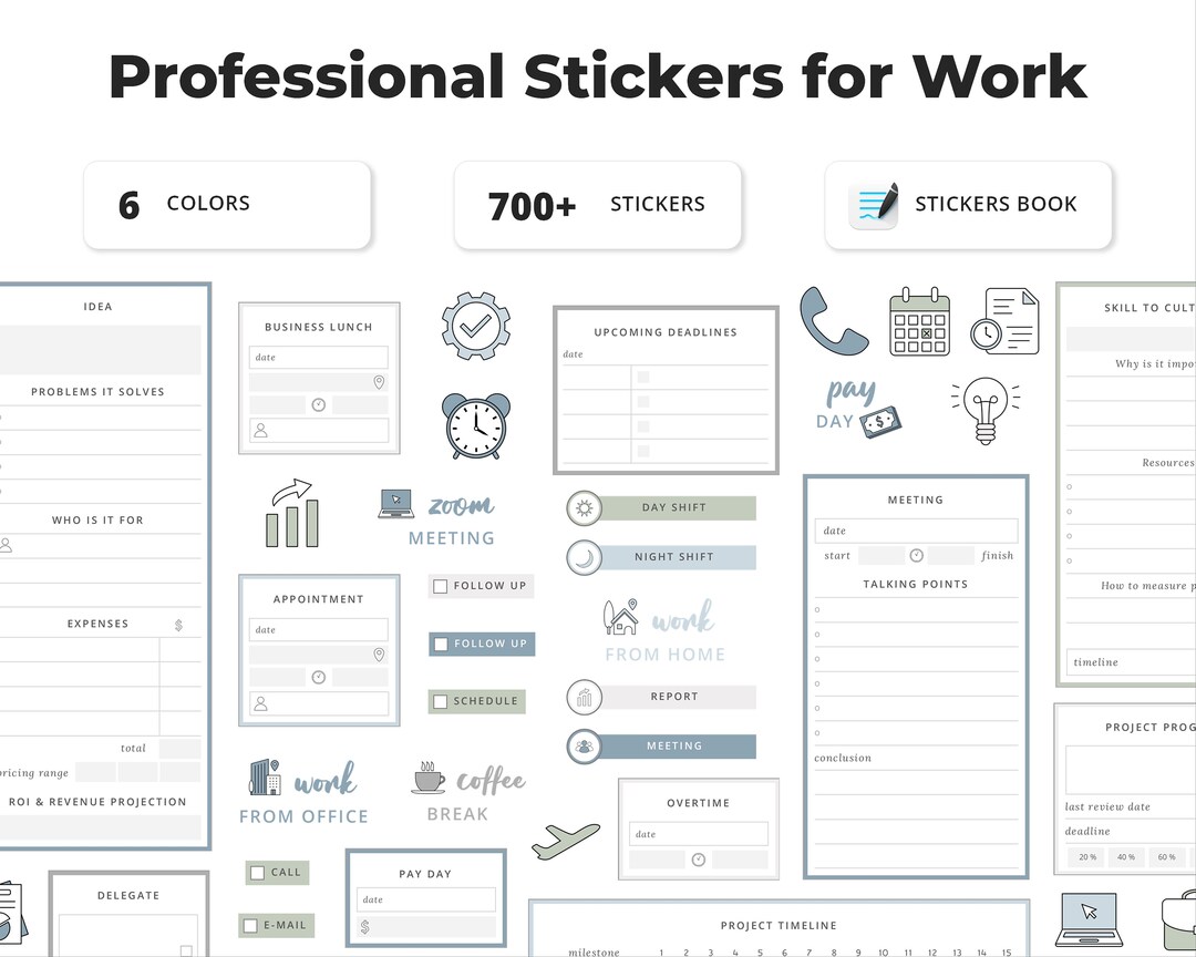 Digital Stickers Professional Stickers for Work Planning Sticker Pack