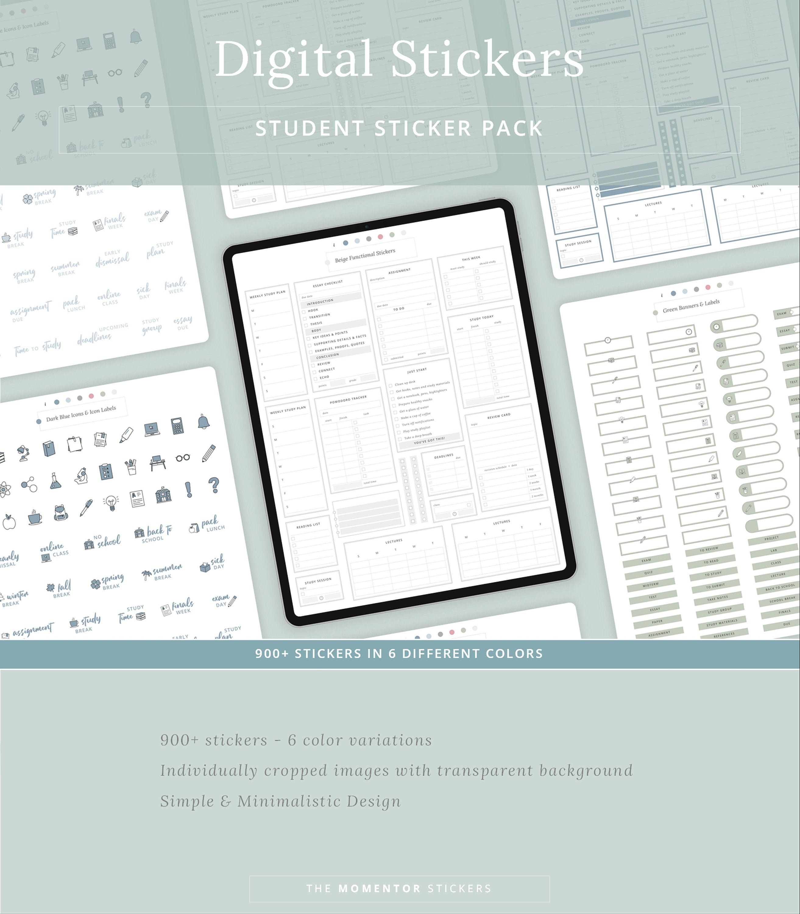 Digital Stickers Student Stickers Pack for GoodNotes Etsy